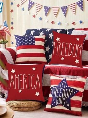 🇺🇸 Patriotic Throw Pillow Covers Let Freedom Ring / America / 
Freedom/ USA Flag
